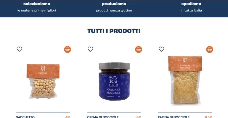 immagine dell'e-commerce FEM nocciole