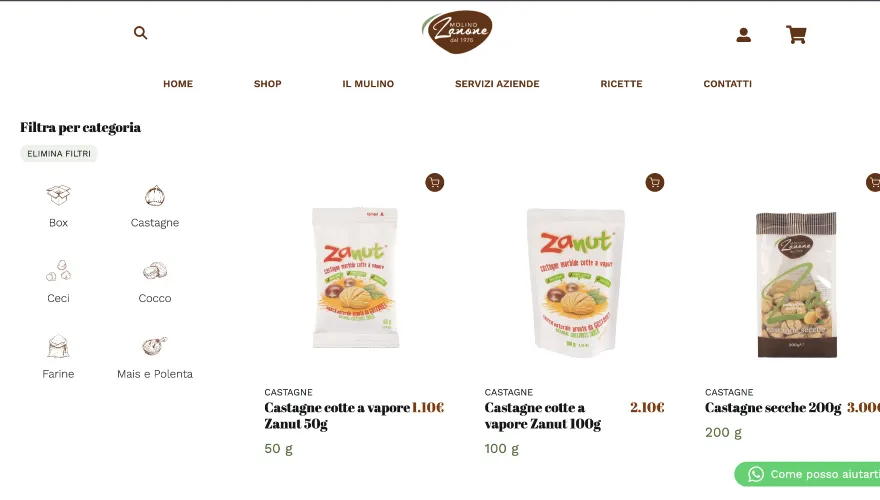 immagine dell'e-commerce molino zanone