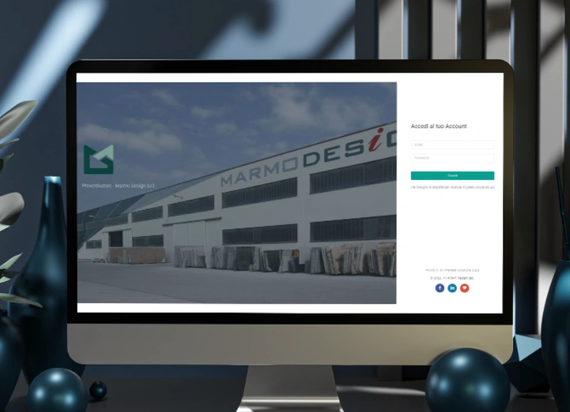 immagine della pagina iniziale di login del preventivatore di Marmo Design