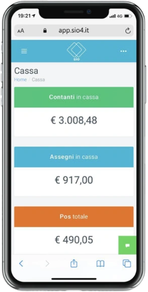 immagine del gestionale SIO4 visto da uno smartphone