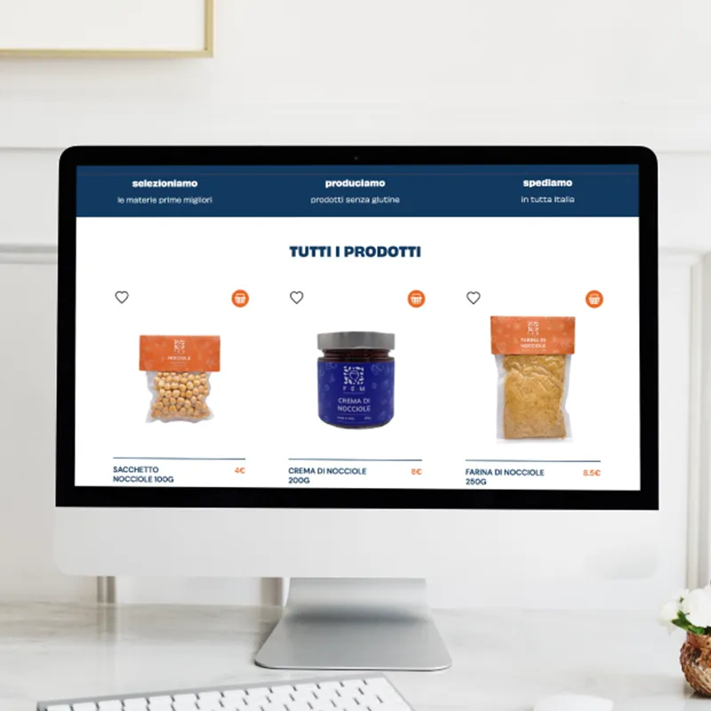 immagine dell'e-commerce di fem nocciole su pc