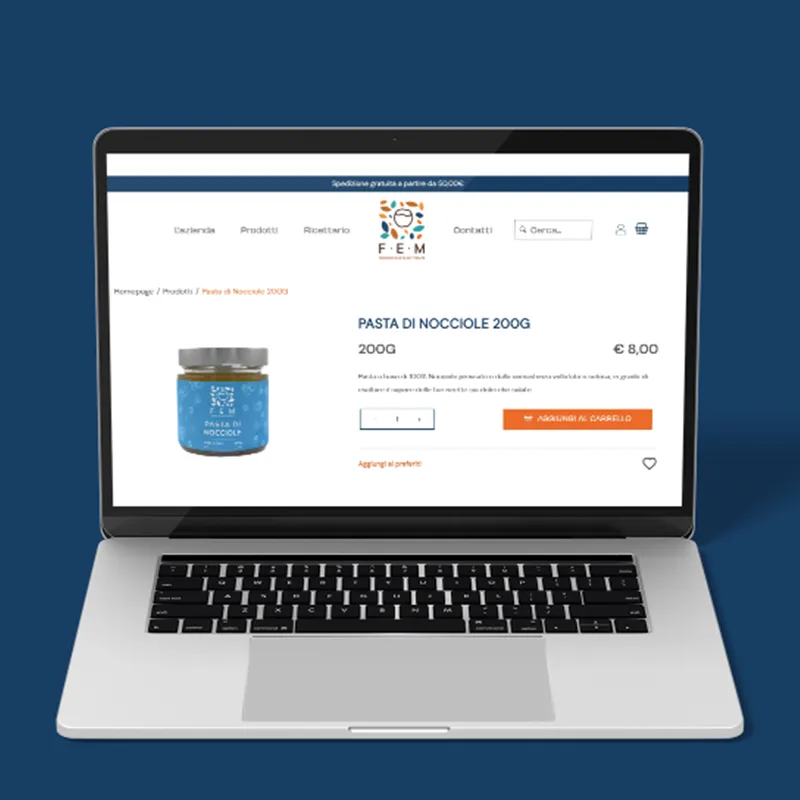 immagine dell'e-commerce di fem nocciole su portatile