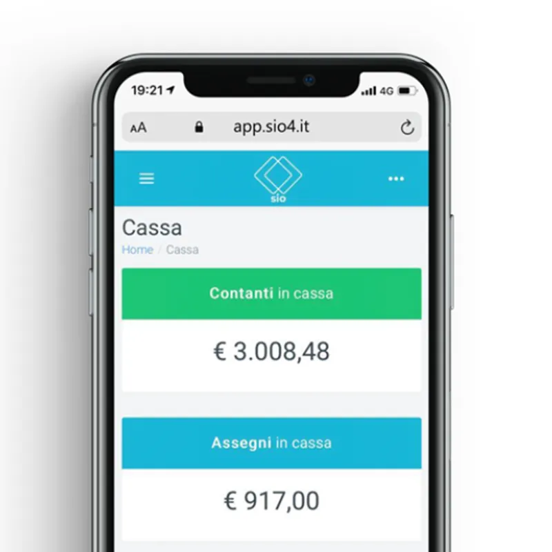 immagine del gestionale di sio su telefono